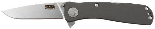 S.O.G SOGTWI8CP Twitch II 2.65" Folding Drop Point Plain Satin AUS-8A SS Blade Gray Anodized Aluminum Handle Includes Belt Clip