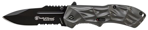 Smith & Wesson Knives SWBLOP3CP Black Ops  3.40" Folding Tanto Plain 4034 SS Blade Aluminum Handle Includes Pocket Clip