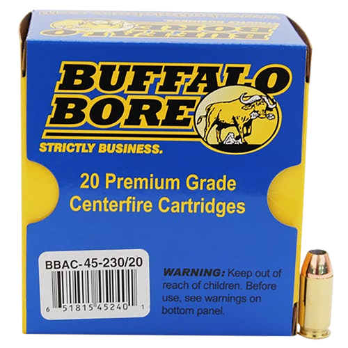 Buffalo Bore Ammunition 4523020 Personal Defense Strictly Business 45ACP +P 230gr Jacket Hollow Point 20 Per Box/12 Case
