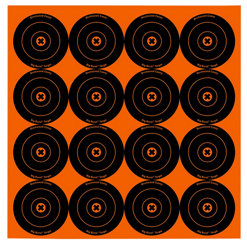 Birchwood Casey 36348 Big Burst Revealing Target Self-Adhesive Paper Black/Orange 3" Bullseye 48 Pack