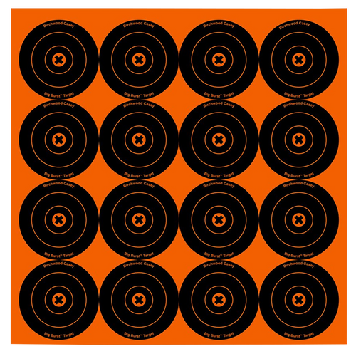 Birchwood Casey 36348 Big Burst Revealing Target Self-Adhesive Paper Black/Orange 3" Bullseye 48 Pack