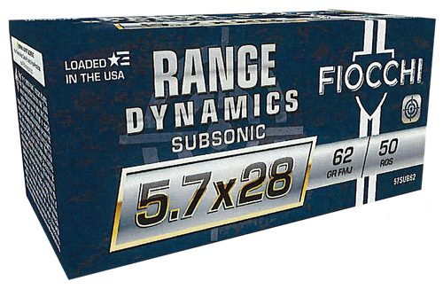 Fiocchi 57SUB62 Range Dynamics Subsonic 5.7x28mm 62gr Full Metal Jacket 50 Per Box/10 Case