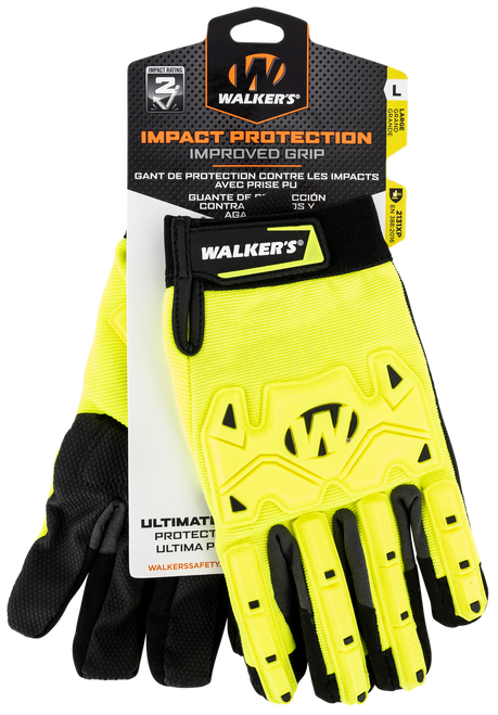 Walker's GWPSFHVFFPUIL2SM Cold Weather Impact Protection Black/Yellow Synthetic Leather Small