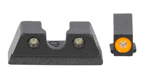 Meprolight USA 402203131 Hyper-Bright  Green Tritium Orange Outline Front Sight-Green Tritium Black Outline Rear Sight Glock 42/43