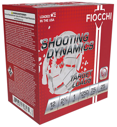 Fiocchi 12SD1X75 Shooting Dynamics  12Gauge 2.75" 1oz 7.5Shot 25 Per Box/10 Case