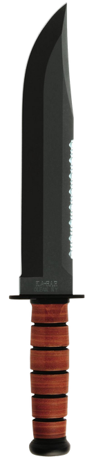 Ka-Bar 2217 Big Brother  9.38" Fixed Clip Point Part Serrated Black 1095 Cro-Van Blade, Brown Leather Handle, Includes Sheath