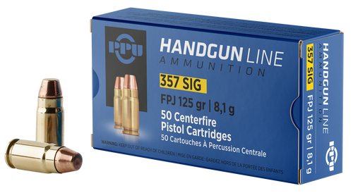 PPU PPH357S Handgun  357Sig 125gr Flat Point Jacketed 50 Per Box/20 Case