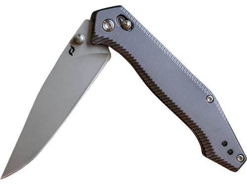 Schrade 1215384   3.40" Folding Drop Point Plain Stainless Steel Blade, Black Aluminum Handle