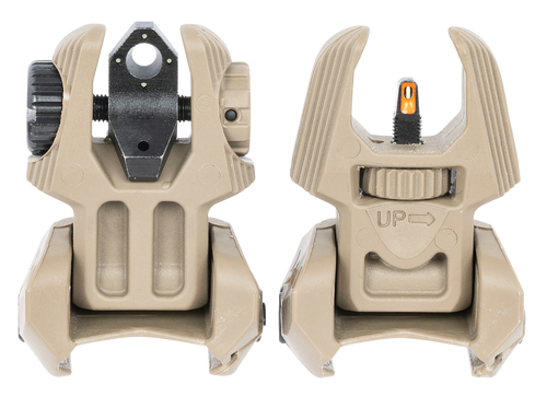 Meprolight USA 403440 FRBS Sight Set Desert Tan AR-15 Flip Up Orange Tritium Front/Green Tritium Rear