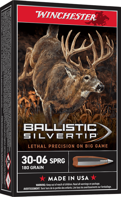 Winchester Ammo SBST3006B Ballistic Silvertip  30-06Springfield 180gr Rapid Controlled Expansion Polymer Tip 20 Per Box/10 Case
