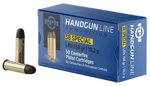 PPU PPH38SL Handgun  38Special 158gr Lead Round Nose 50 Per Box/10 Case