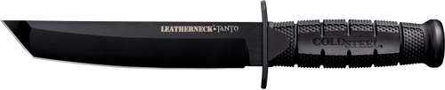 Cold Steel CS-39LSFCT Leatherneck  7" Fixed Plain Tanto Black Matte Powder Coat German D2 Steel Blade/Black Deep Checkered w/double Quillon Guard/ Griv-Ex Handle