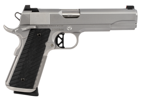 Dan Wesson 01824 Valor  45 ACP 8+1 5" Stainless Steel Barrel, Bead Blasted Serrated Stainless Steel Slide & Frame w/Beavertail & Picatinny Rail, Black G10 Grip, Ambidextrous