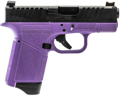 Gforce Arms GF932512PUB Rapture  Sub-Compact Frame 9mm Luger 12+1 3.25" Black Steel Barrel, Black Optic Cut/Serrated Steel Slide, Purple Cerakote Polymer Frame