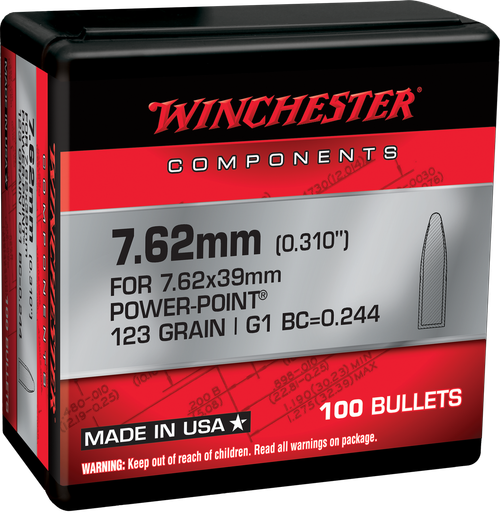 Winchester Ammo WB762P123X Centerfire Rifle  7.62mm 123gr Power Point 100 Per Box/10 Case