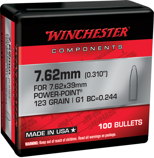 Winchester Ammo WB762P123X Centerfire Rifle  7.62mm 123gr Power Point 100 Per Box/10 Case