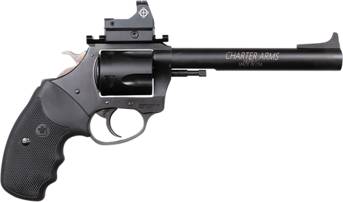 Charter Arms 64465 Mastiff Target Large Frame 44 Special 5 Shot, 6" Black Nitride Stainless Steel Barrel, Cylinder & Frame, Black Rubber Grip, Sightmark Micro Optic, Exposed Hammer
