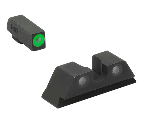 Meprolight USA 402243111 Hyper-Bright Sight Set Green Tritium/Black Frame Compatible w/Glock 17/17L/19/22/23, Post/Dovetail Mount