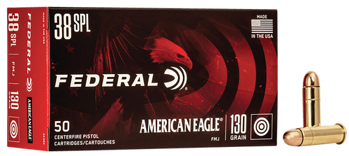 Federal AE38K American Eagle Handgun 38Special 130gr Full Metal Jacket 50 Per Box/20 Case