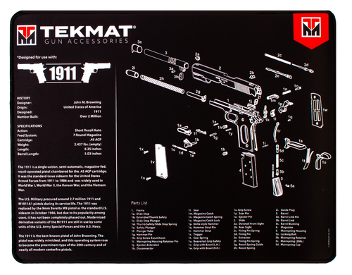 TekMat TEKR201911  Ultra 20 Cleaning Mat Black/White Rubber 15"x20" 1911 Parts Diagram