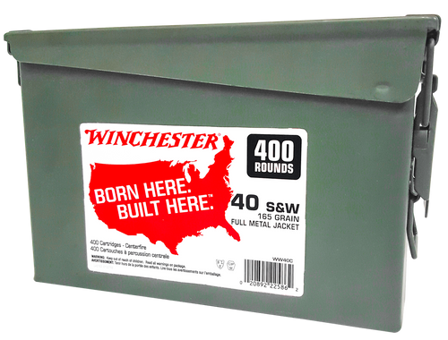 Winchester Ammo WW40C USA Ammo Can 40S&W 165gr Full Metal Jacket Truncated Cone 400 Per Box/2 Case