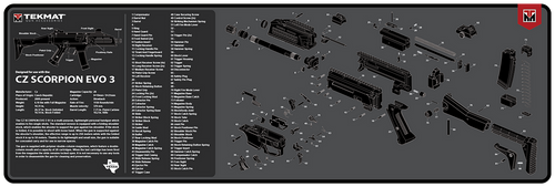 TekMat TEKR36CZSCORPION CZ Scorpion EVO 3 Cleaning Mat Black/Gray Rubber 12"x36" CZ Scorpion EVO 3 Parts Diagram