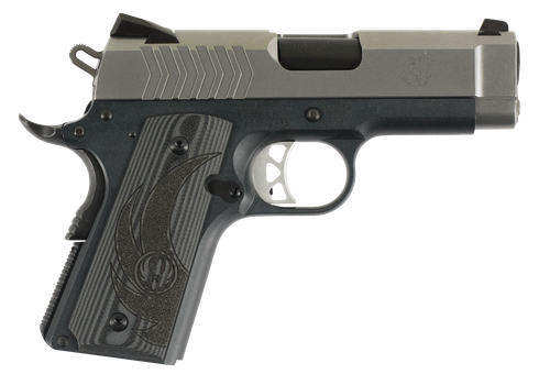Ruger 6758 SR1911 Officer-Style 9mm Luger 7+1 3.60" Black Steel Barrel, Serrated Stainless Steel Slide, Tungsten Gray Cerakote Aluminum Frame w/Beavertail, Deluxe Checkered G10 Grip
