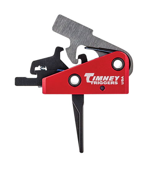 Timney Triggers 662SST Targa Short Trigger  Two-Stage Straight Trigger with 2 lbs Draw Weight & Black/Red Finish for AR-Platform
