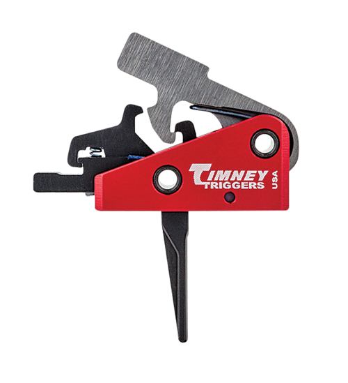Timney Triggers 662SST Targa Short Trigger  Two-Stage Straight Trigger with 2 lbs Draw Weight & Black/Red Finish for AR-Platform