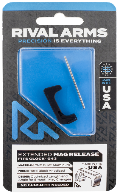 Rival Arms RA72G003A Magazine Release  Extended Black Anodized Aluminum for Glock 43