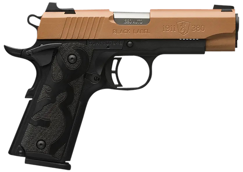 Browning 051988492 1911 Black Label Compact Frame 380 ACP 8+1 3.63" Matte Stainless Steel Barrel, Copper Cerakote Serrated Stainless Steel Slide, Matte Black Polymer Frame, Black Polymer Grip