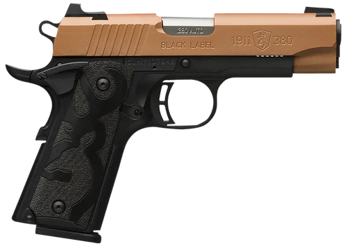 Browning 051988492 1911 Black Label Compact Frame 380 ACP 8+1 3.63" Matte Stainless Steel Barrel, Copper Cerakote Serrated Stainless Steel Slide, Matte Black Polymer Frame, Black Polymer Grip