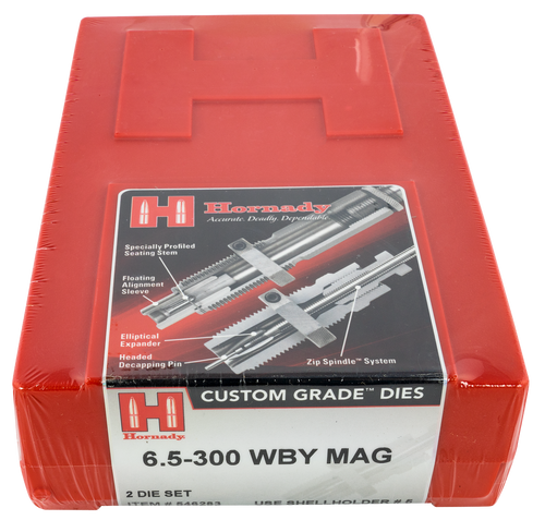 Hornady 546283 Custom Grade Series IV 2 Die Set for 6.5 300 Wthby Mag Includes Sizing Seater