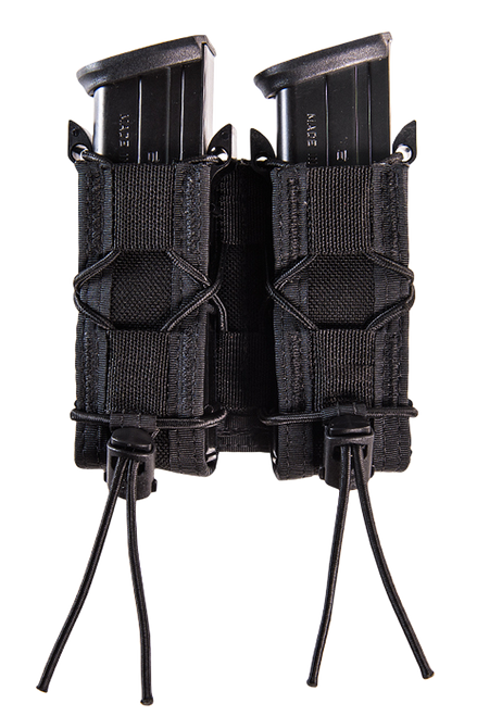 High Speed Gear 11PT02BK TACO Mag Pouch Double Black Nylon MOLLE Belts 2" Wide Compatible w/ Pistol