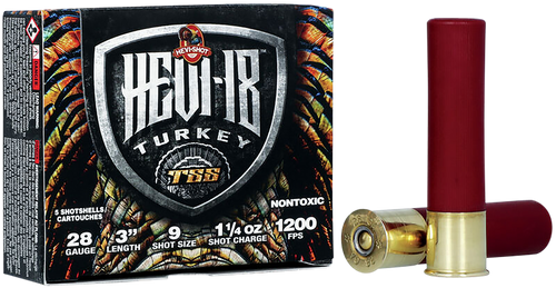 HEVI-Shot HS7289 HEVI-18 TSS Turkey 28Gauge 3" 1 1/4oz Tungsten 9Shot 5 Per Box/10 Case
