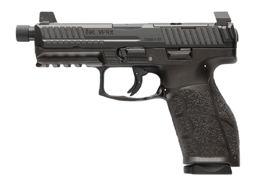 HK 81001223 VP9A1 X Tactical Full Size 9mm Luger 20+1 4.70" Black Threaded Barrel, Black Steel Serrated w/Optic Slide, Black Polymer Frame w/Picatinny Rail, Textured Grip