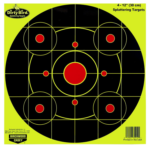 Birchwood Casey 35925 Dirty Bird  12" Bullseye Paper Hanging Pistol/Rifle Black/Yellow 25 Per Pkg