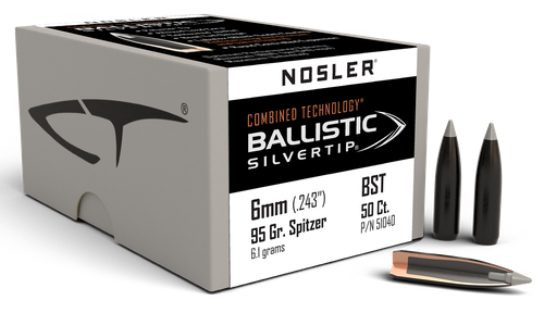 Nosler 51040 Ballistic Silvertip  6mm 95gr Spitzer Point 50/Box