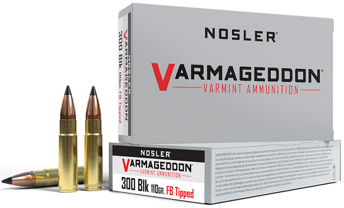 Nosler 40127 Varmageddon  300Blackout 110gr Flat Base Tipped 20 Per Box/20 Case