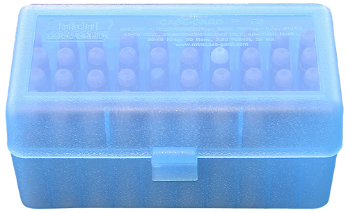 MTM Case-Gard RMLD5024 Case-Gard R-50 Multi-Caliber/28 Gauge Rifle/Shotgun Clear Blue Polypropylene 50rd