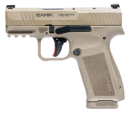 Canik HG7884CAD-N Mete MC9L *CA Compliant 9mm Luger 10+1 3.18" Black Steel Barrel, Desert Cerakote Steel Serrated Slide, Flat Dark Earth Polymer Frame w/Picatinny Rail, Interchangeable Backstrap Grip