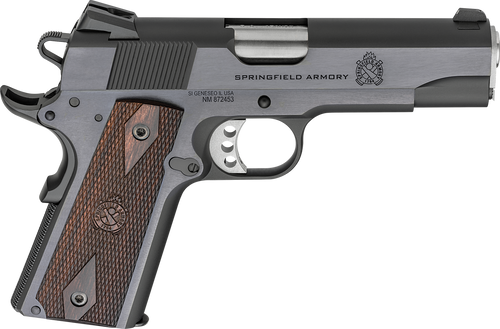 Springfield Armory PX9418 1911 Garrison 45 ACP 7+1 4.25" Stainless Match Grade Barrel, Blued Serrated Carbon Steel Slide & Frame w/Beavertail, Thinline Wood Grip