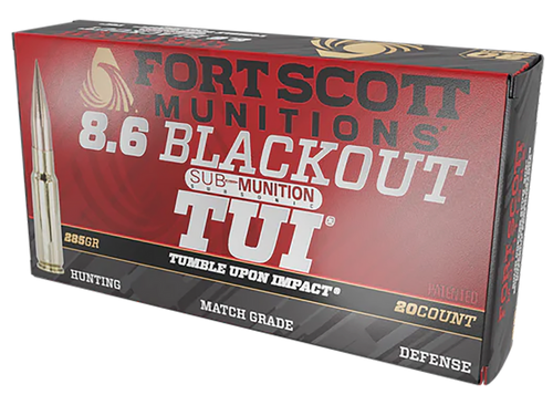 Fort Scott Munitions 86BLK285SCV2SS Tumble Upon Impact (TUI)  8.6Blackout 285gr Solid Copper Spun 20 Per Box/10 Case