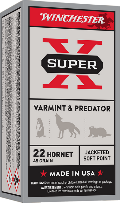 Winchester Ammo X22H1 Super X  22Hornet 45gr Jacketed Soft Point 50 Per Box/10 Case