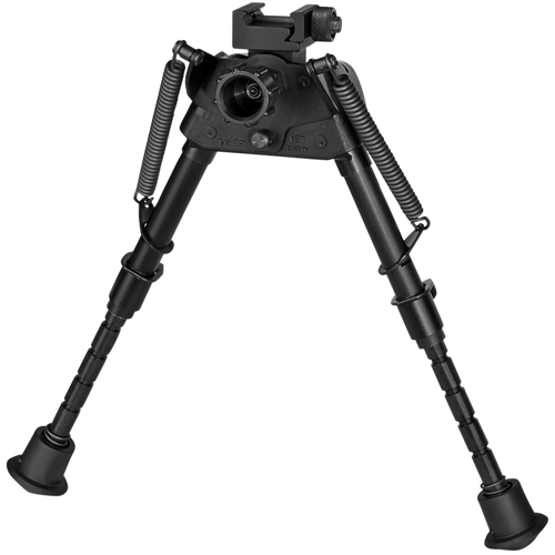 Harris Bipods S-BRMP Swivel BR Picatinny, 6-9", Black Steel/Aluminum, Notched Legs, Rubber Feet