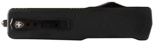 Templar Knife MZBR121 Premium Weighted  Slim 3.16" OTF Dagger Plain Black Oxide Stonewashed D2 Steel Blade, 4.93" Black Aluminum/Rubber Handle