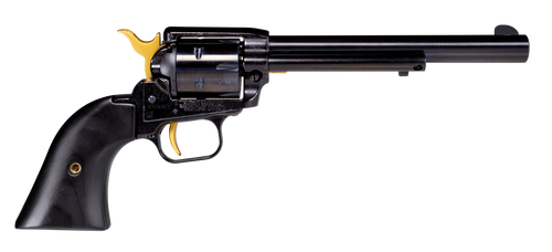 Heritage Mfg RR22B4-GLD Rough Rider  22 LR 6 Shot 4.75" Black Oxide Alloy Steel Barrel, Black w/Gold Accents Zinc Alloy Frame, Black Oxide Cylinder, Black Laminate Wood Grip