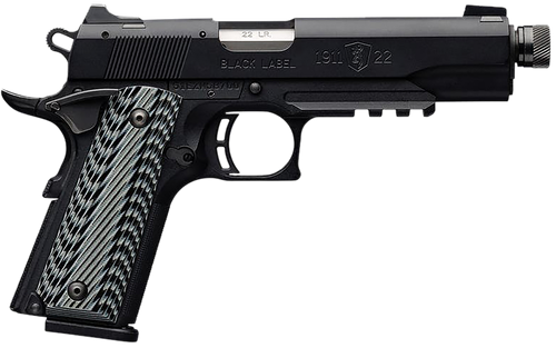 Browning 051820490 1911-22 Black Label SR Full Size 22 LR 10+1, 4.88" Stainless Steel Threaded Barrel, Matte Black Serrated Slide & Polymer Frame w/Beavertail & Picatinny Rail