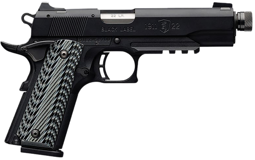 Browning 051820490 1911-22 Black Label SR Full Size 22 LR 10+1, 4.88" Stainless Steel Threaded Barrel, Matte Black Serrated Slide & Polymer Frame w/Beavertail & Picatinny Rail