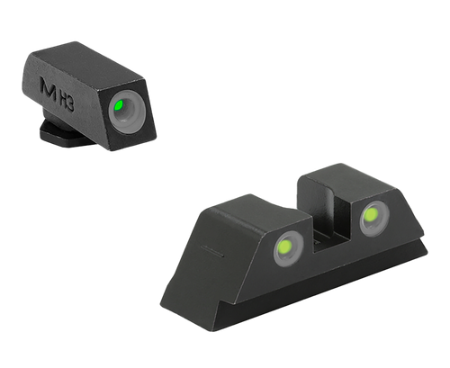 Meprolight USA 102223201 Tru-Dot  Green Tritium White Outline Front Sight-Yellow Tritium White Outline Rear Sight Glock 10 MM/.45ACP